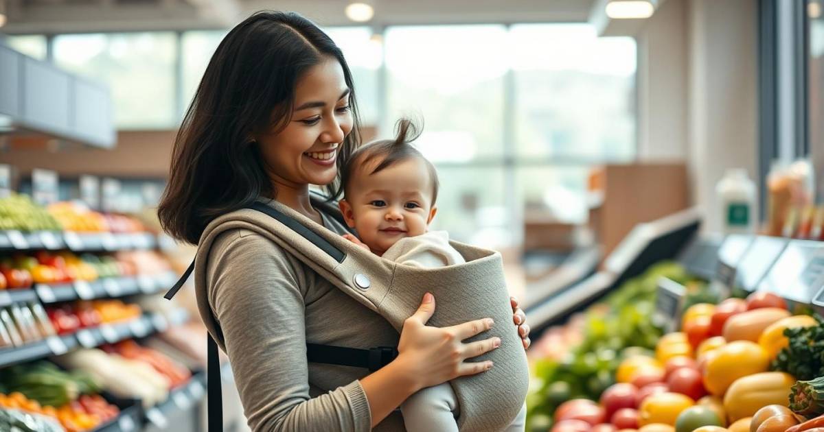 Les meilleures positions de portage pour câliner bébé tout en faisant ses courses